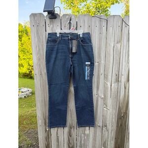 Lee Womens High Rise Relaxed Straight Leg Instantly Slims Jeans Blue 14 Short